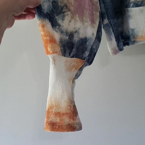 June & Hudson Sweater Women's Large Crop Tie Dye Y2K Boho Hippie Colorful Soft - Picture 2 of 6